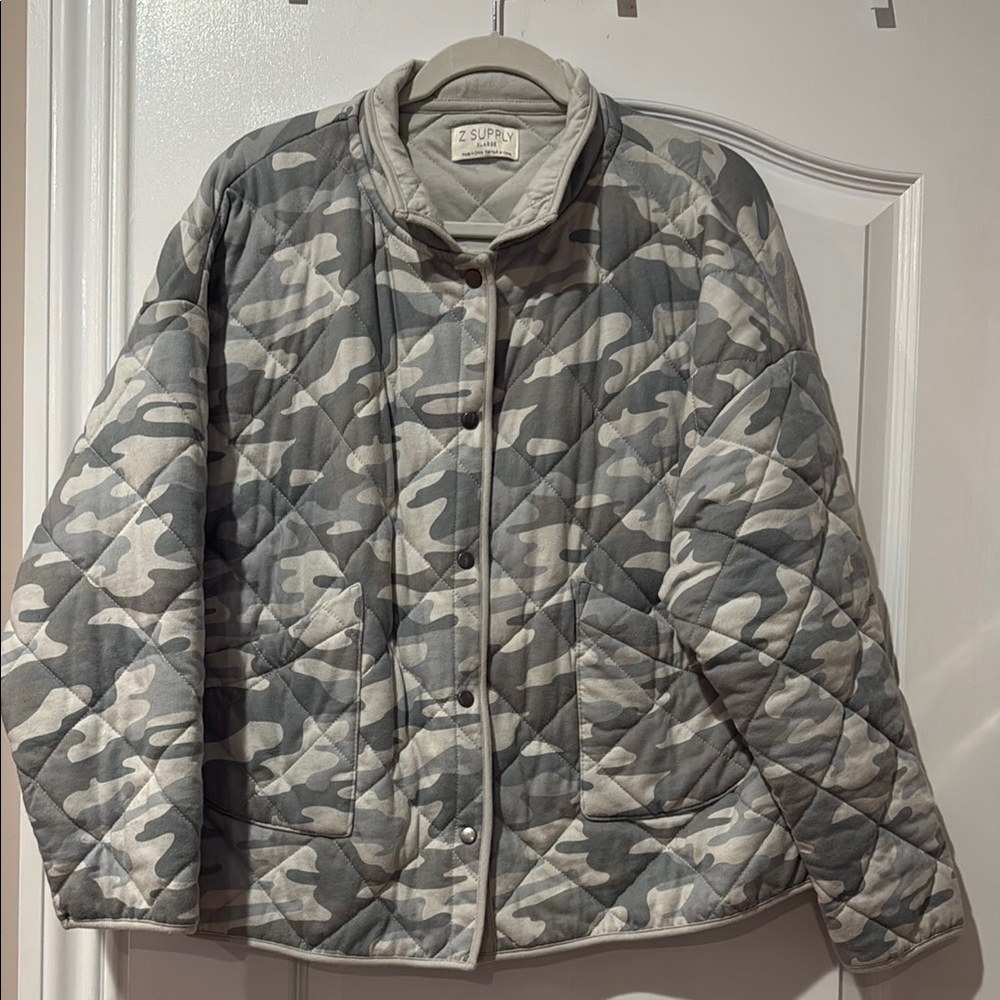 Gray Camo Quilted Jacket
